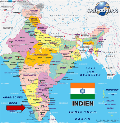 Indien mit Pfeil
