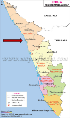 Kerala mit Pfeil